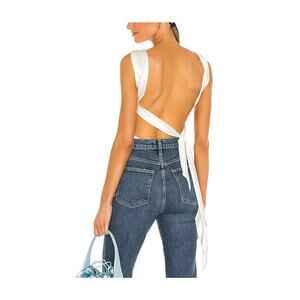 The Bar White Backless Blouse